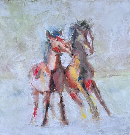 Playful Horses - 12”x12”